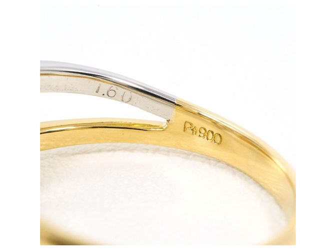 Autre Marque Ehering aus 18K Gelbgold und Platin mit Diamant Golden - Ansicht 5