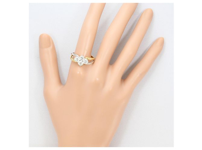 Autre Marque Ehering aus 18K Gelbgold und Platin mit Diamant Golden - Ansicht 7