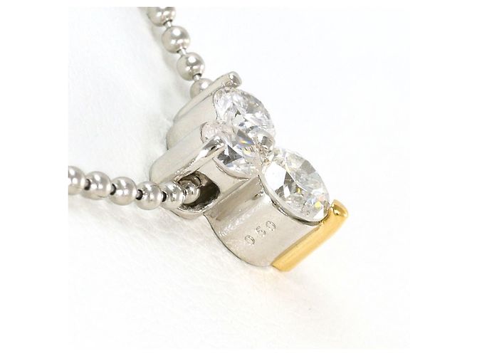 Autre Marque Platinhalskette mit Diamantanhänger - Ansicht 2
