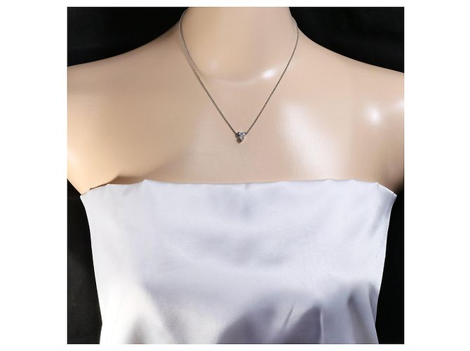 Autre Marque Platinhalskette mit Diamantanhänger - Ansicht 6