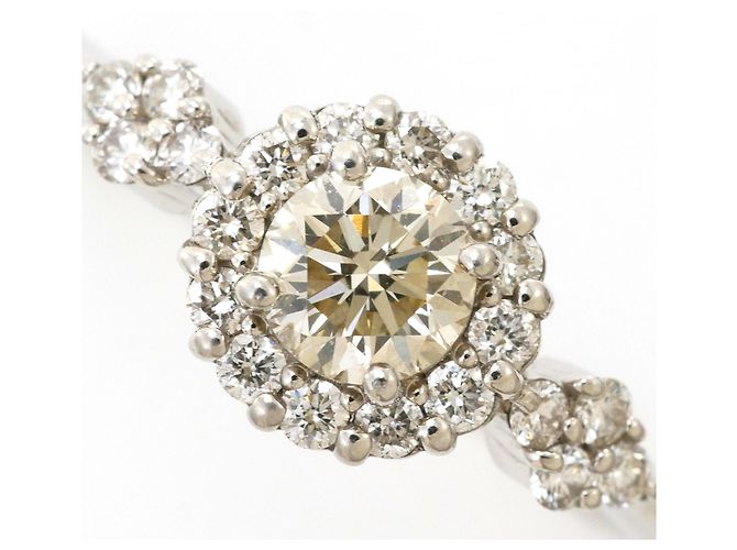 Autre Marque PT900 Platin-Bandring mit braunen Diamanten - Ansicht 2