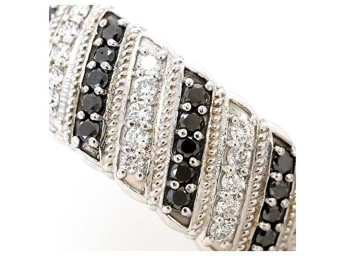 Autre Marque Ehering aus 18K Weißgold mit Diamanten Schwarz Golden - Ansicht 2