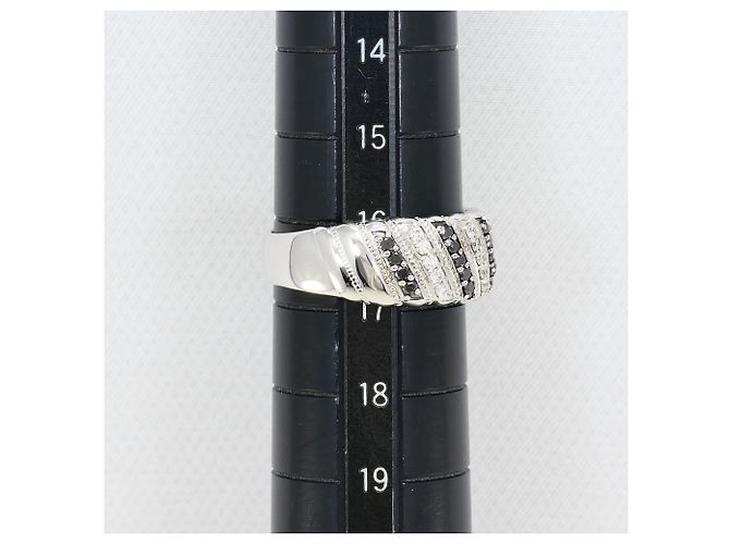 Autre Marque Ehering aus 18K Weißgold mit Diamanten Schwarz Golden - Ansicht 8