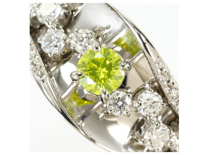 Autre Marque PT950 Platinbandring mit gelbem Diamanten - Ansicht 2