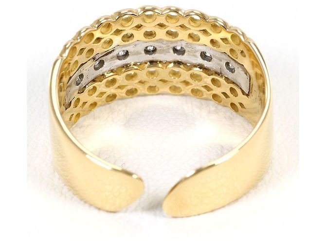 Autre Marque Anello fede in oro giallo 18K e platino con diamanti D'oro - vista 4