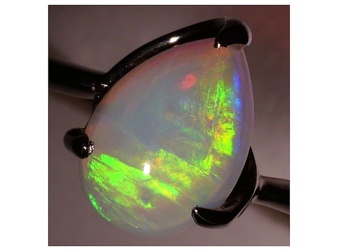 Autre Marque Ringband aus 18K Weißgold mit Opal Golden - Ansicht 2