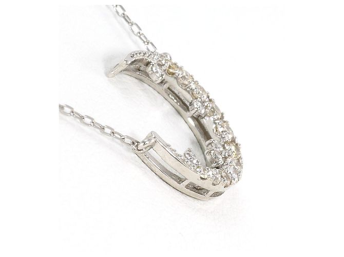 Autre Marque Platinhalskette mit Diamantanhänger - Ansicht 2