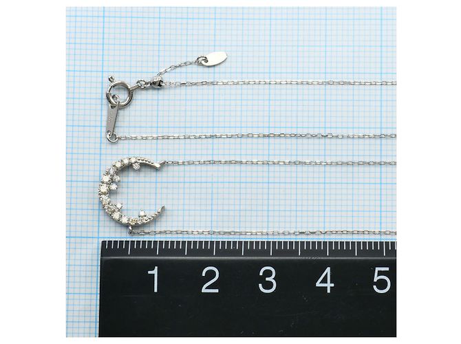Autre Marque Platinhalskette mit Diamantanhänger - Ansicht 4