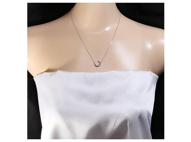 Autre Marque Platinhalskette mit Diamantanhänger - Ansicht 5