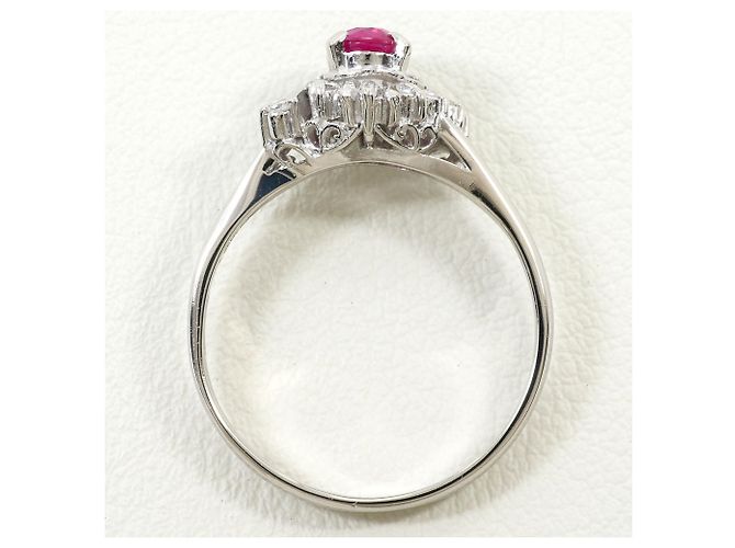 Autre Marque Platinbandring mit Rubin und Diamant - Ansicht 2