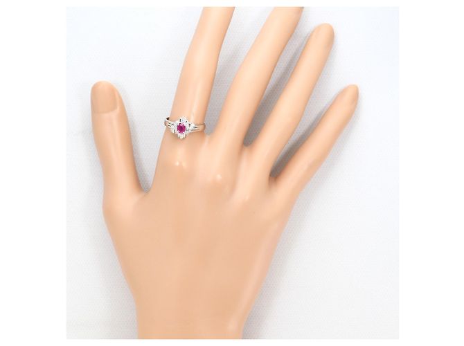 Autre Marque Platinbandring mit Rubin und Diamant - Ansicht 6