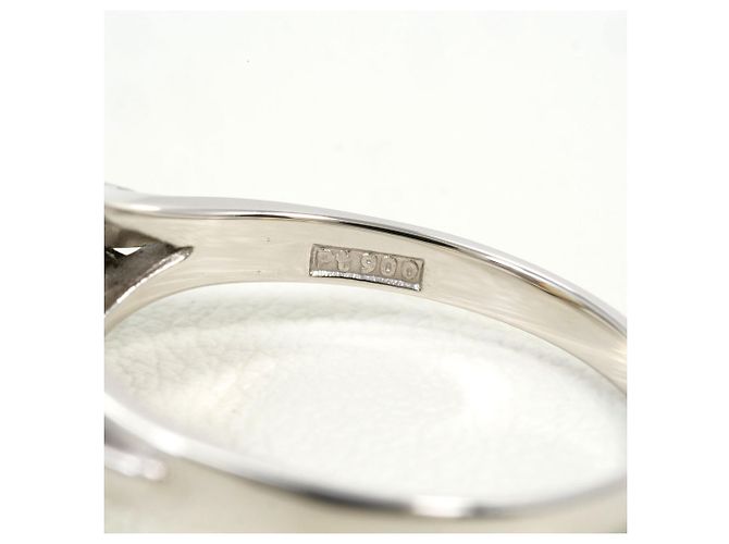 Autre Marque Platin-Bandring mit Opal und Diamant - Ansicht 5