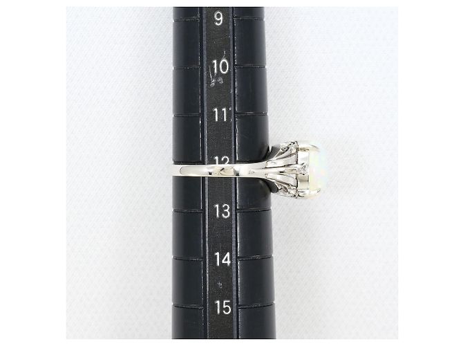Autre Marque Platin-Bandring mit Opal und Diamant - Ansicht 8