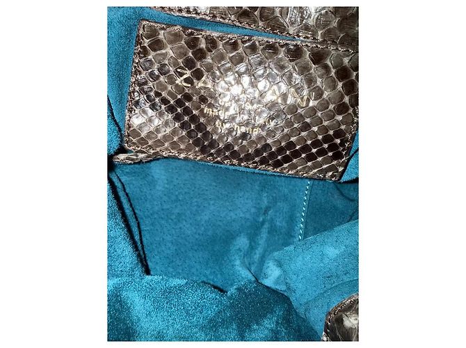 Borsa Hobo Zagliani in Pelle di Pitone Marrone - vista 2