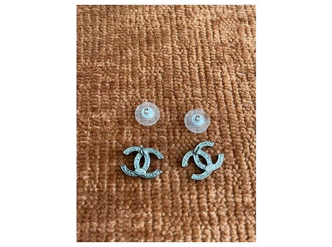 Orecchini a lobo Chanel CC con strass Argento - vista 3