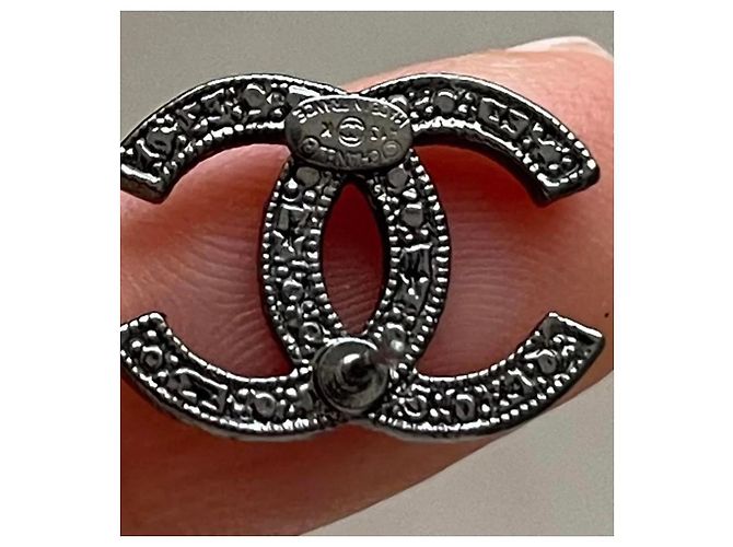 Orecchini a lobo Chanel CC con strass Argento - vista 5