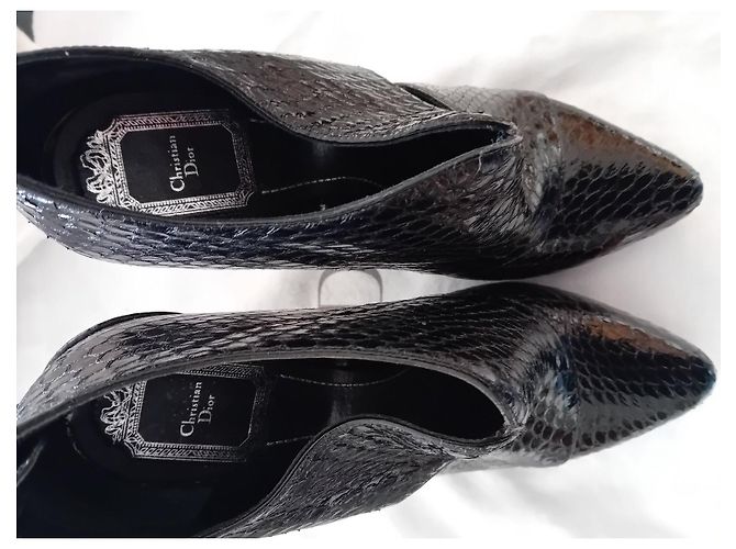 Botines Christian Dior de piel negra efecto serpiente Negro - vista 3