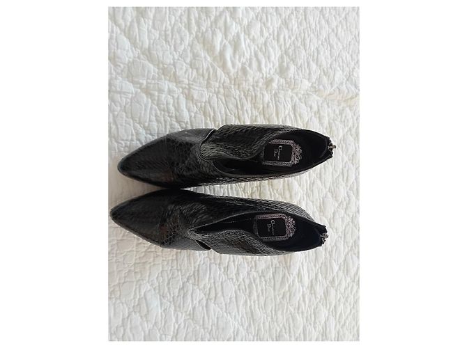 Botines Christian Dior de piel negra efecto serpiente Negro - vista 5