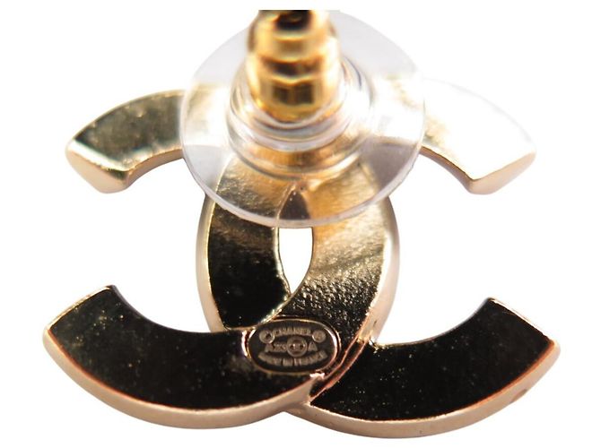 NUOVI ORECCHINI CHANEL LOGO CC STRASS IN METALLO DORATO D'oro - vista 9