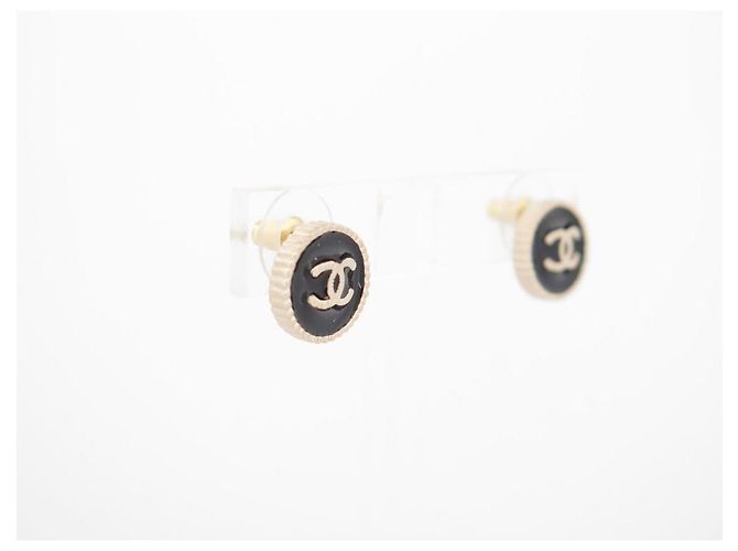 NEUE CHANEL CC LOGO RUNDE STECKER-OHRRINGE GOLDFARBENES METALL Golden - Ansicht 3