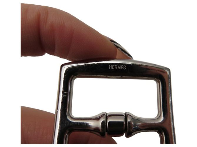Hermès BRACELETE HERMES MANCHETTE COM FIVELA DE ESTRIBO EM COURO DE CROCODILO ALLIGATOR Marrom - vista 11