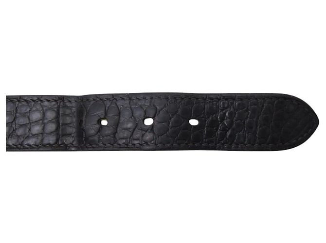 Hermès BRACELETE HERMES MANCHETTE COM FIVELA DE ESTRIBO EM COURO DE CROCODILO ALLIGATOR Marrom - vista 7