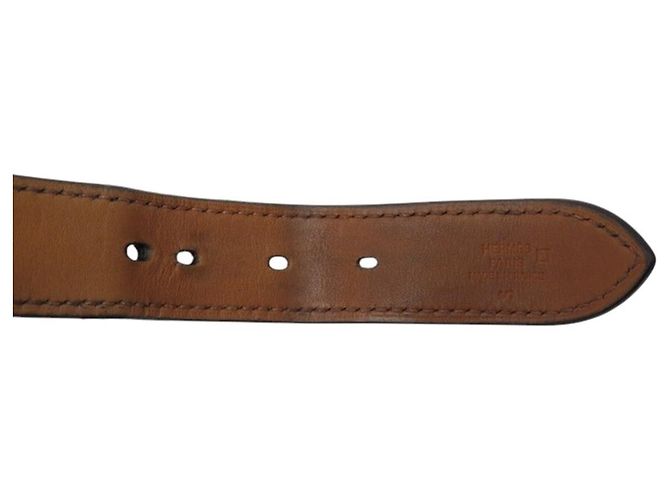 Hermès BRACELETE HERMES MANCHETTE COM FIVELA DE ESTRIBO EM COURO DE CROCODILO ALLIGATOR Marrom - vista 8