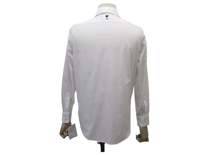 NUEVA CAMISA DIOR ABEILLE LOGO CD 1U1B27A3581 40 M CAMISA DE ALGODÓN BLANCA Blanco - vista 3