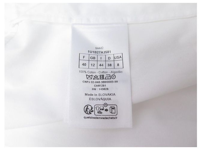 NUEVA CAMISA DIOR ABEILLE LOGO CD 1U1B27A3581 40 M CAMISA DE ALGODÓN BLANCA Blanco - vista 6