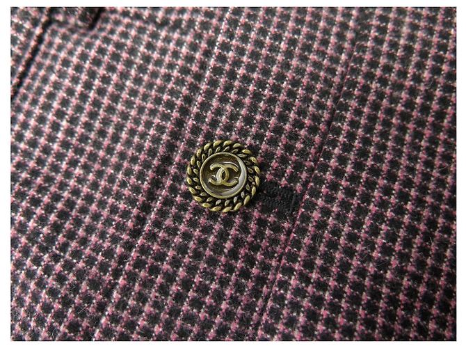 NEW CHANEL TWEED PANTS T38 CC LOGO BUTTONS PURPLE WOOL PANTS - view 10