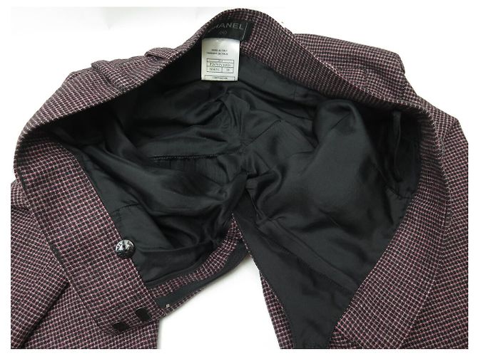 NEW CHANEL TWEED PANTS T38 CC LOGO BUTTONS PURPLE WOOL PANTS - view 12