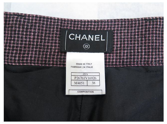 NEW CHANEL TWEED PANTS T38 CC LOGO BUTTONS PURPLE WOOL PANTS - view 5