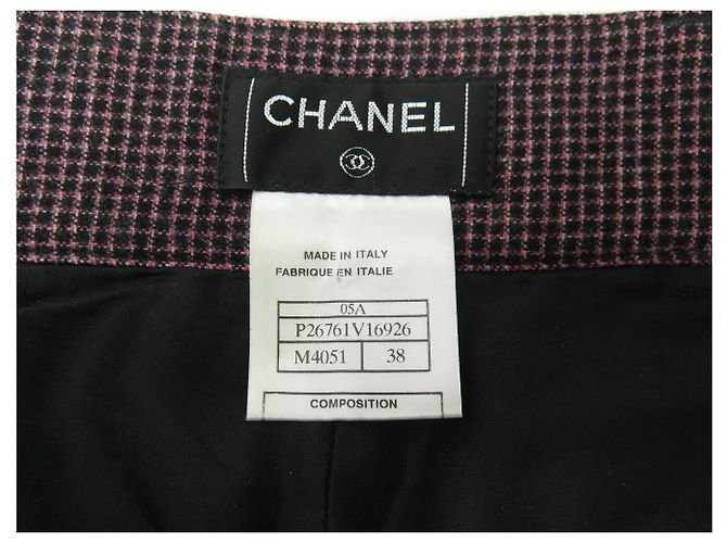 NEW CHANEL TWEED PANTS T38 CC LOGO BUTTONS PURPLE WOOL PANTS - view 6
