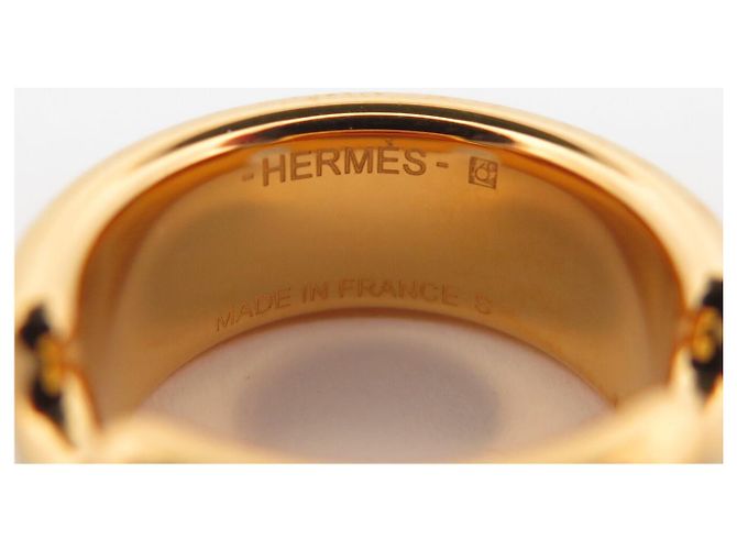 Ring Hermès NUOVO ANELLO HERMES OLYMPE PM H500058FC8955 S T52 PELLE DI VITELLO NERA & ORO Nero - vista 7