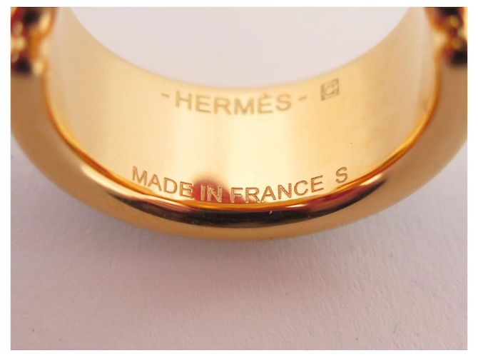 Ring Hermès NUOVO ANELLO HERMES OLYMPE PM H500058FC8955 S T52 PELLE DI VITELLO NERA & ORO Nero - vista 8