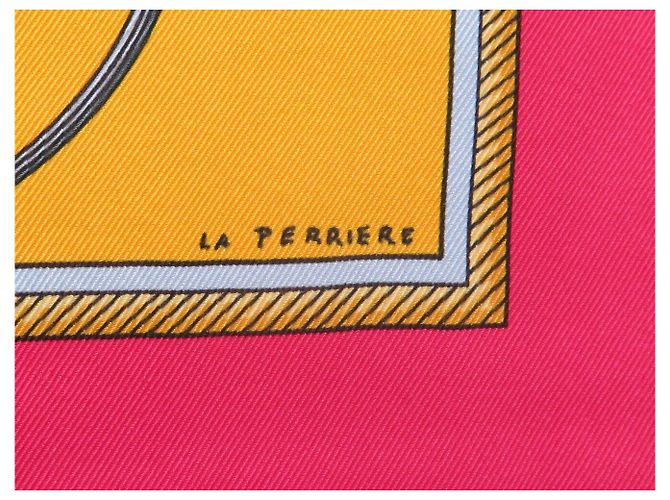 Hermès NEU HERMES LES VOITURES A TRANSFORMATION CARRE 70 SEIDENTUCHEL Pink - Ansicht 7