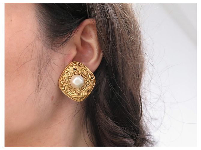 VINTAGE CHANEL BAROCK-OHRRINGE MIT GOLDENEN PERLEN 1990 1991 - Ansicht 7