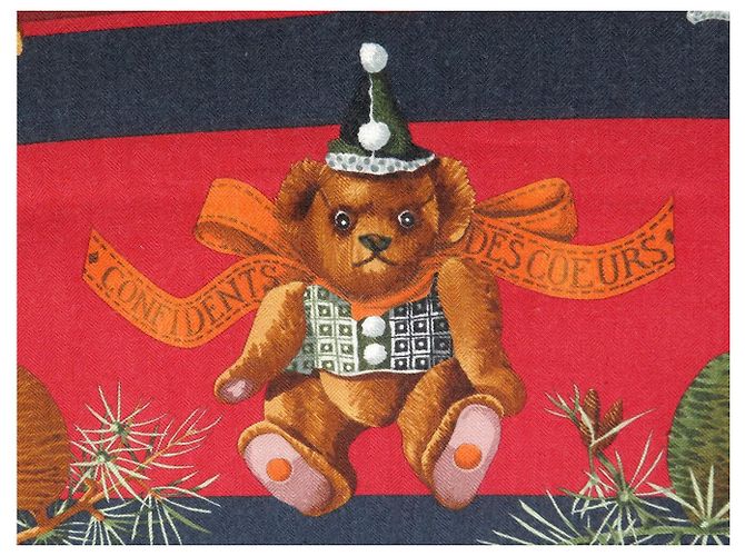 Hermès NUOVO FOULARD HERMES CONFIDENTS DES COEURS CARRE 90 CASHMERE E SETA Rosso - vista 9