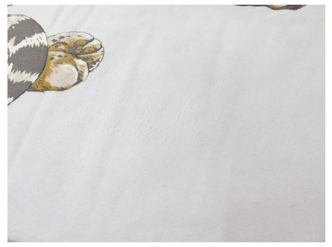 Hermès NEW HERMES JUNGLE LOVE CASHMERE SILK BEIGE BLANKET THROW - view 7