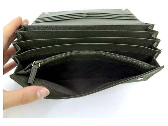PRADA NYLON-GELDBEUTEL MIT LOGO-PLAKETTE GRÜN KARTENHALTER WALLET - Ansicht 7