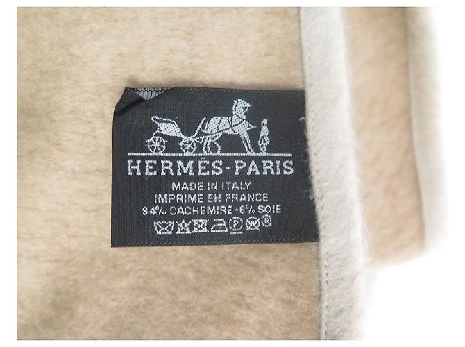 Hermès COPERTA HERMES JUNGLE LOVE IN CASHMERE E SETA BEIGE - vista 12