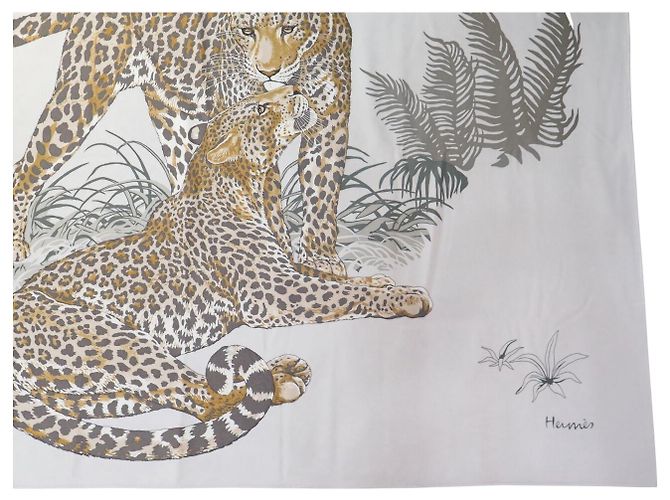 Hermès COPERTA HERMES JUNGLE LOVE IN CASHMERE E SETA BEIGE - vista 4
