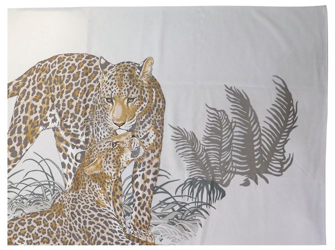 Hermès COPERTA HERMES JUNGLE LOVE IN CASHMERE E SETA BEIGE - vista 5