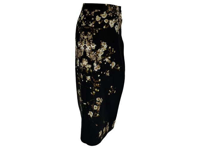 Givenchy knielange Rock mit Blumenprint aus schwarzer Viskose - Ansicht 2