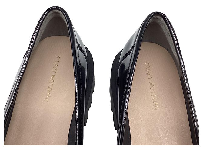 Mocassins à boucle et semelle lug Owen de Stuart Weitzman en cuir verni noir - vue 11