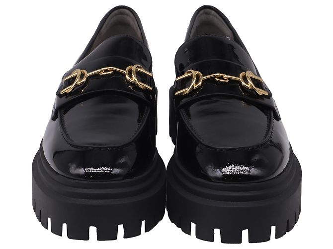 Mocassins à boucle et semelle lug Owen de Stuart Weitzman en cuir verni noir - vue 2