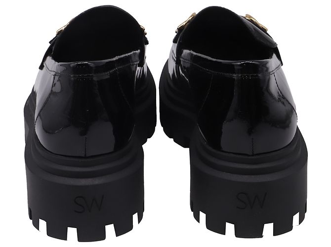 Mocassins à boucle et semelle lug Owen de Stuart Weitzman en cuir verni noir - vue 5