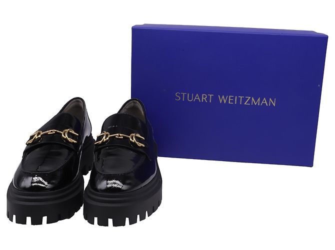 Mocassins à boucle et semelle lug Owen de Stuart Weitzman en cuir verni noir - vue 6