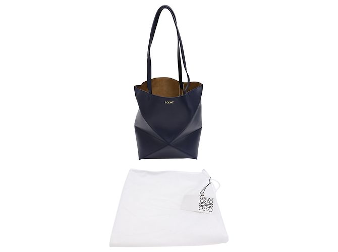 Borsa Tote Loewe Puzzle Fold in pelle nera Nero - vista 28