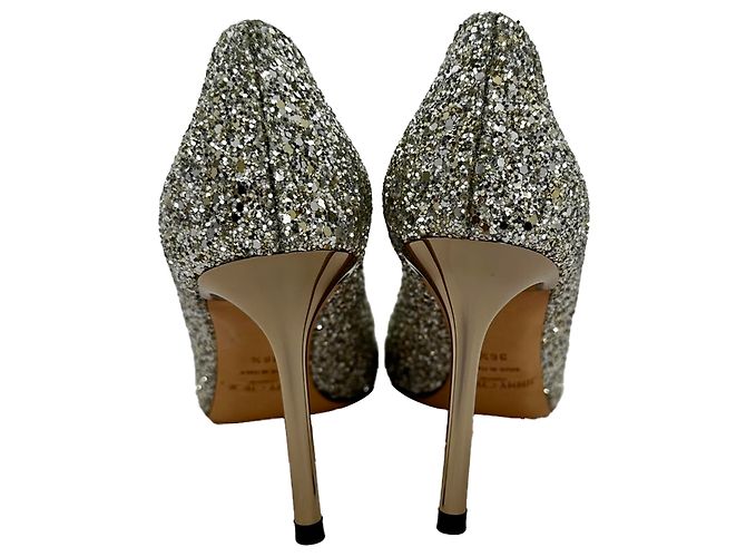 Décolleté Jimmy Choo Romy 85 Glitter in pelle argento - vista 6